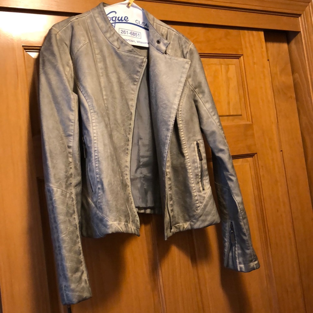 Gray leather jacket